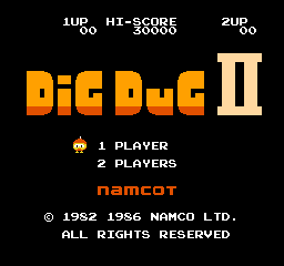 Dig Dug II title screen for Famicom